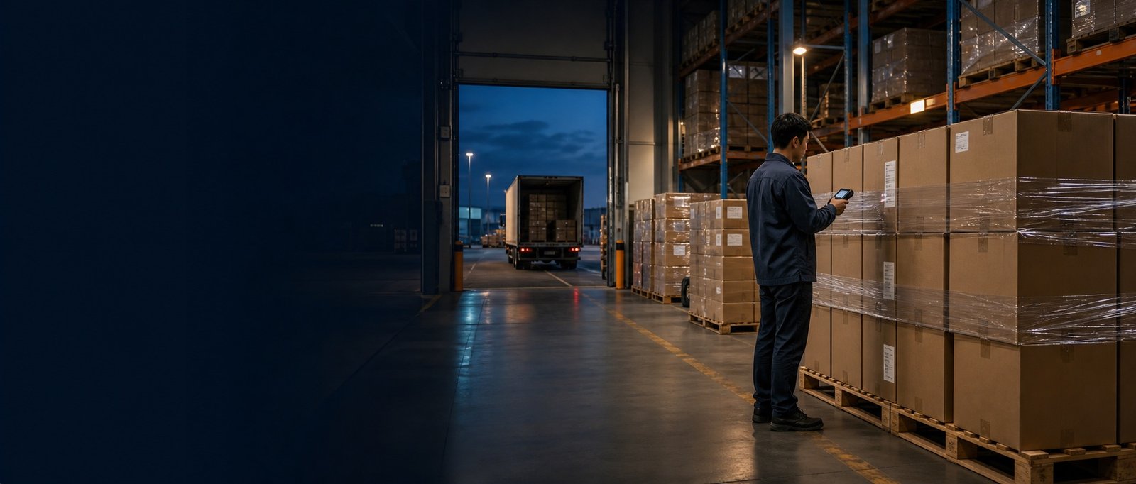 Unbranded ecommerce fulfillment warehouse receiving palletized cargo