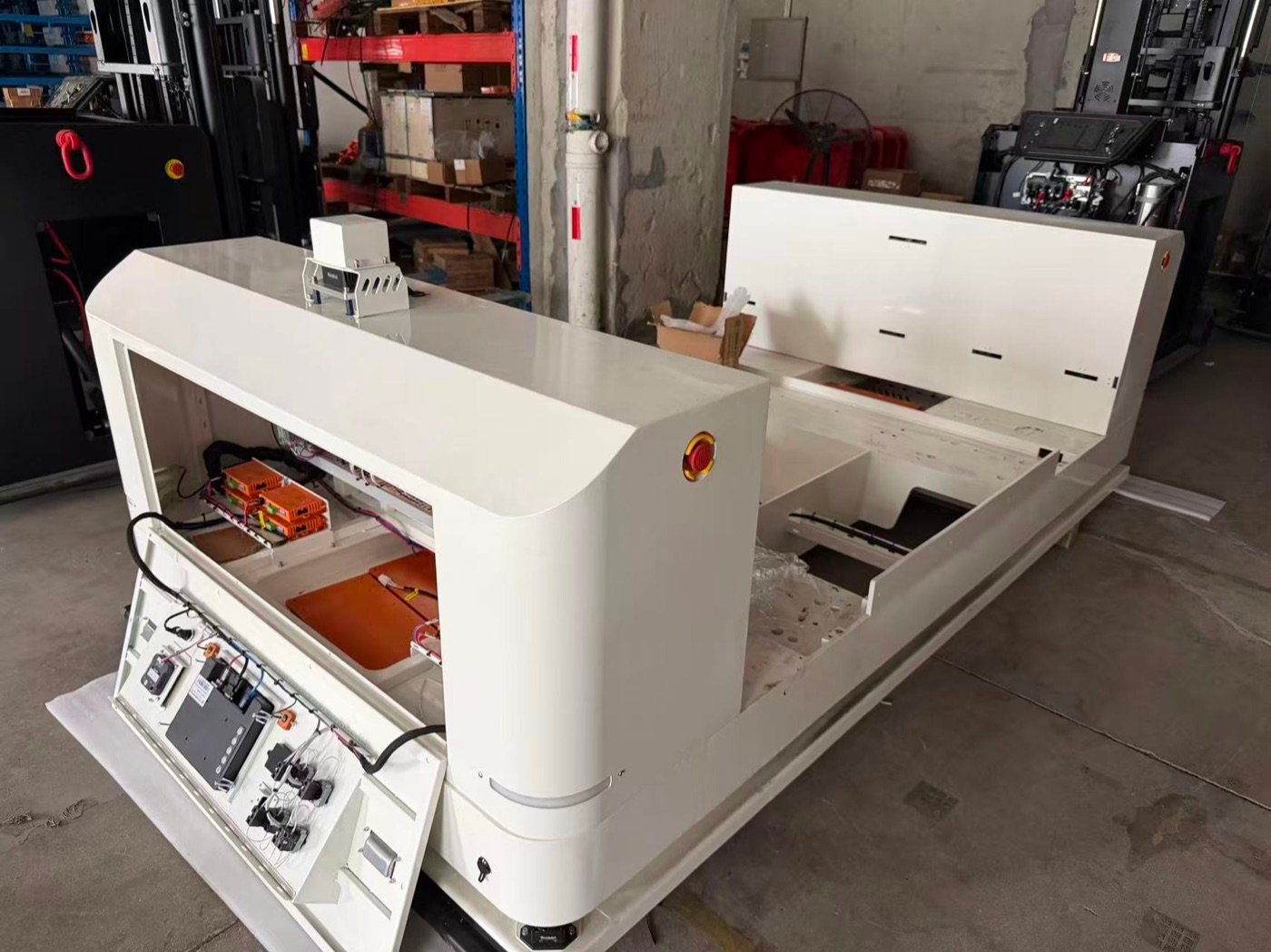 Oversized CNC machine before wooden-case packing for air transport