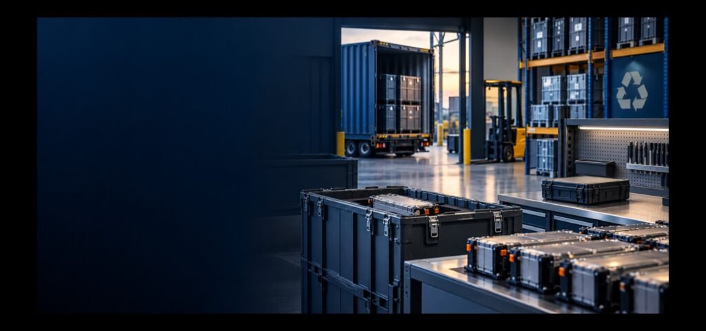 Used lithium battery modules prepared for inspection, recovery and regulated shipping